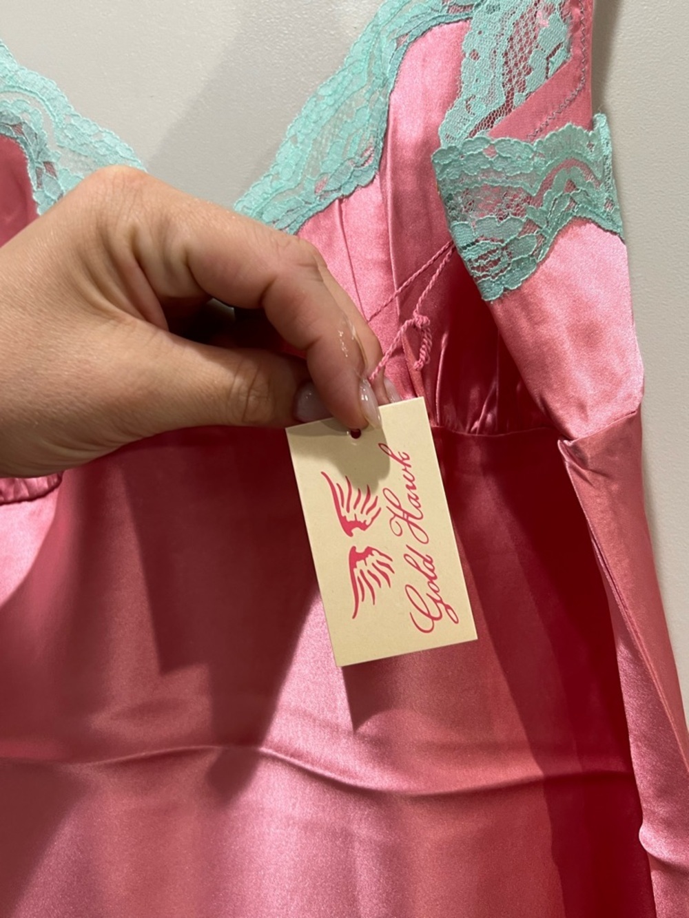 Gold Hawk Pink Lemonade Silk Lace Tunic Camisole Size L NWT - Picture 6 of 8